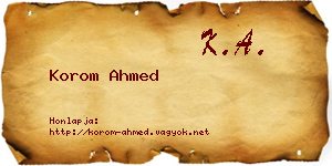 Korom Ahmed névjegykártya